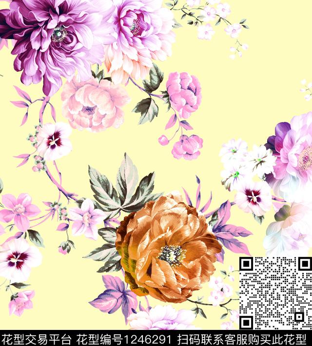 SJ-52.jpg - 1246291 - 水彩花卉 花卉 数码花型 - 数码印花花型 － 女装花型设计 － 瓦栏