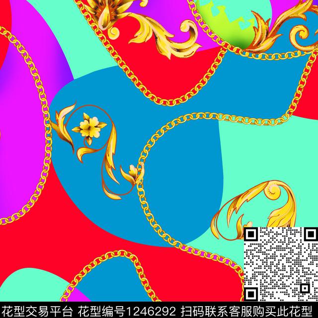 SJ-53.jpg - 1246292 - 数码花型 大牌风 几何 - 数码印花花型 － 女装花型设计 － 瓦栏