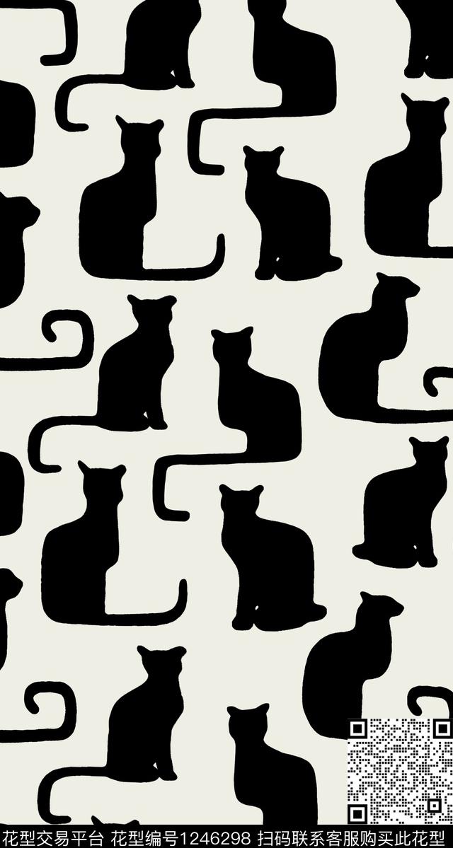 猫咪.jpg - 1246298 - 猫 休闲 趣味 - 传统印花花型 － 其他花型设计 － 瓦栏