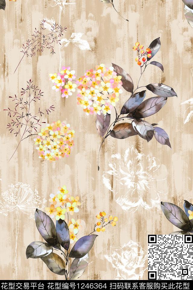111.jpg - 1246364 - 水彩花卉 花卉 小碎花 - 数码印花花型 － 女装花型设计 － 瓦栏