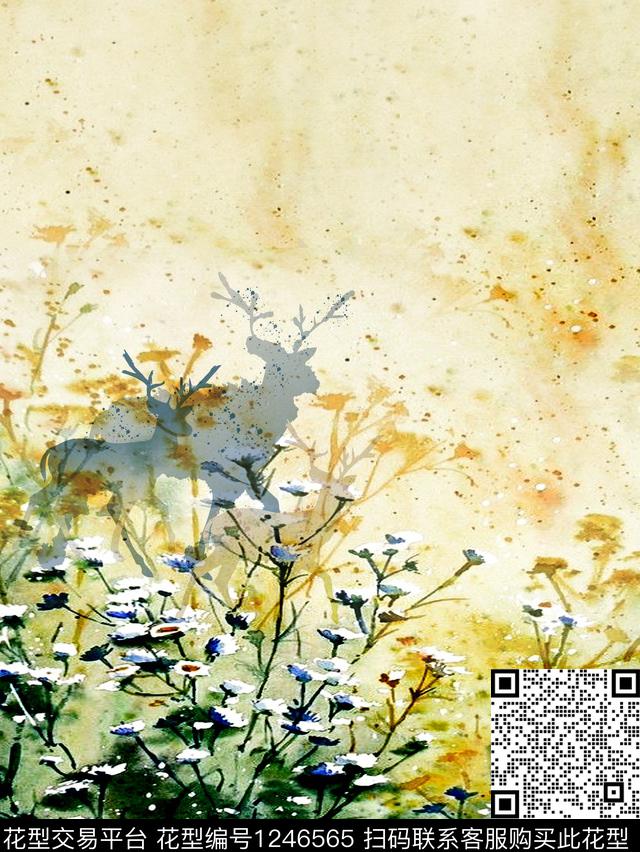142.jpg - 1246565 - 水彩花卉 绘画 大牌风 - 数码印花花型 － 女装花型设计 － 瓦栏