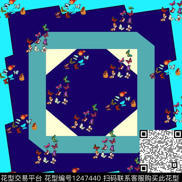Y19f0082.jpg - 1247440 - 蝴蝶 小方巾 色块组合 - 数码印花花型 － 方巾花型设计 － 瓦栏
