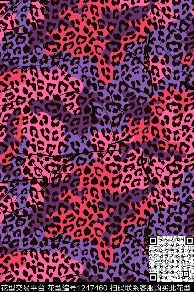 豹纹迷彩.jpg - 1247460 - 迷彩 线条 豹纹 - 传统印花花型 － 女装花型设计 － 瓦栏
