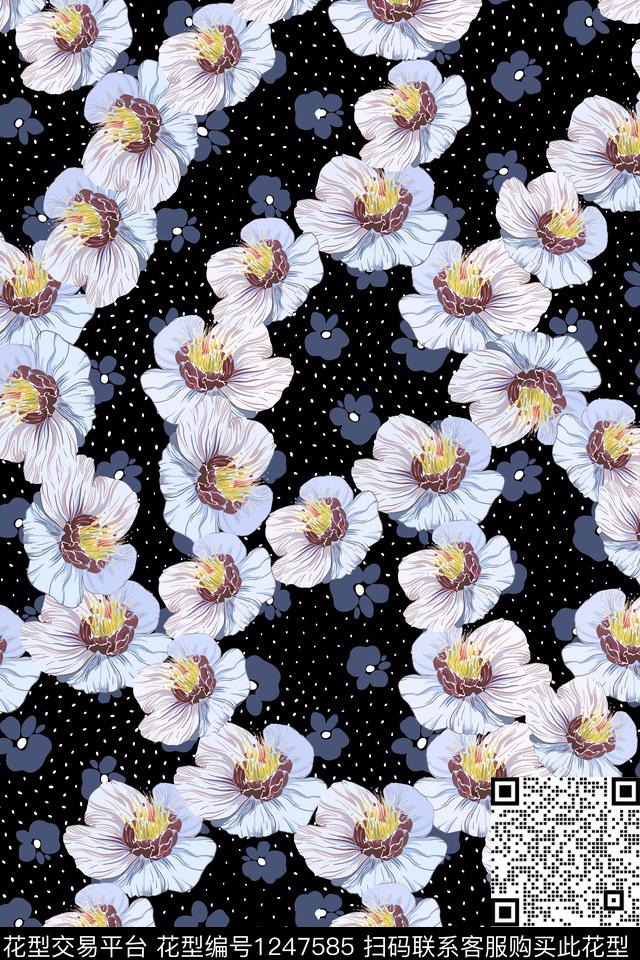 点花纹飘花.jpg - 1247585 - 大牌风 数码花型 花卉 - 数码印花花型 － 女装花型设计 － 瓦栏
