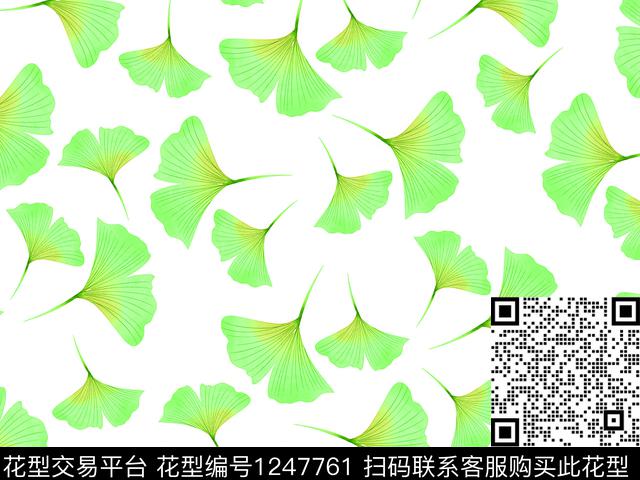 190819-1.jpg - 1247761 - 银杏叶子 漂亮 清爽花卉 - 数码印花花型 － 女装花型设计 － 瓦栏