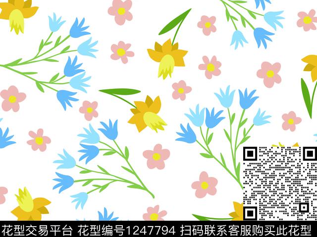 190818-1.jpg - 1247794 - 小碎花 散点花卉 卡通花卉 - 数码印花花型 － 女装花型设计 － 瓦栏