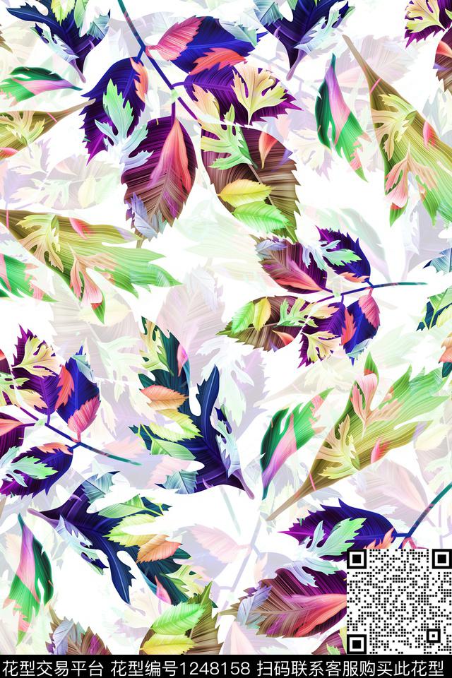 YuA8k033-f.jpg - 1248158 - 炫彩 绿植树叶 热带花型 - 传统印花花型 － 女装花型设计 － 瓦栏