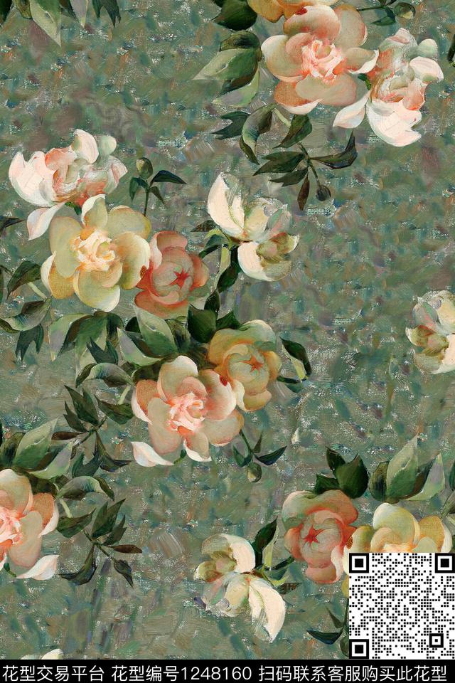 玫瑰花-分层.jpg - 1248160 - 植物 花卉 1/2接 - 数码印花花型 － 女装花型设计 － 瓦栏