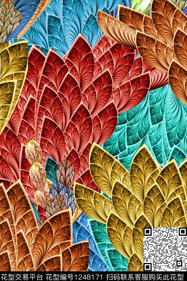 翅膀花-分层.jpg - 1248171 - 几何 抽象 数码花型 - 数码印花花型 － 女装花型设计 － 瓦栏