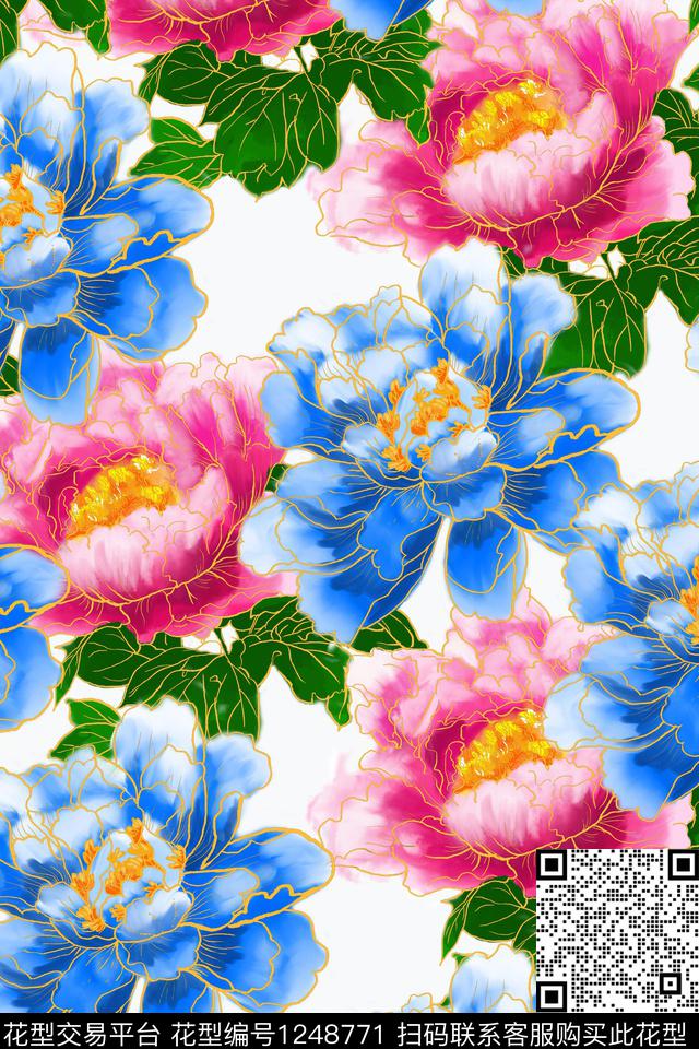2019-8-21.jpg - 1248771 - 手绘 花卉 牡丹 - 数码印花花型 － 女装花型设计 － 瓦栏