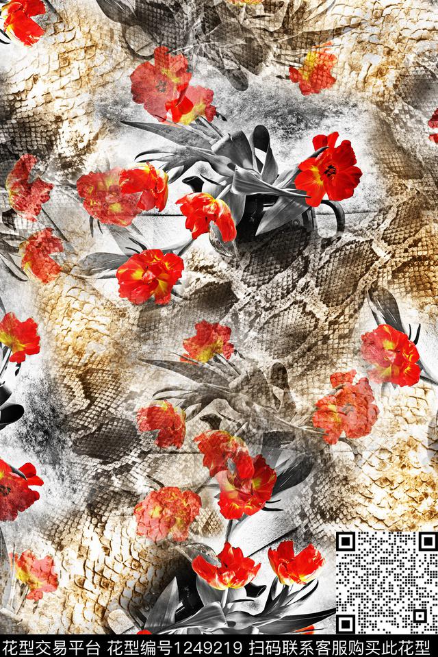 花卉小碎花肌理数码印花花型下载（图片编号: 1249219） - 瓦栏（Walan）