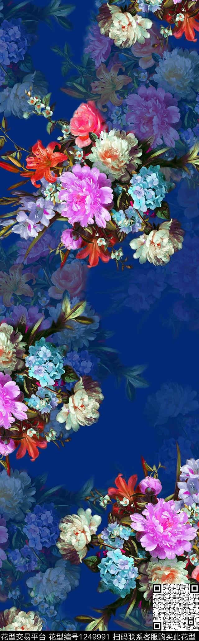 Y19C0101.jpg - 1249991 - 手绘花卉 披肩长巾 油画花型 - 数码印花花型 － 长巾花型设计 － 瓦栏