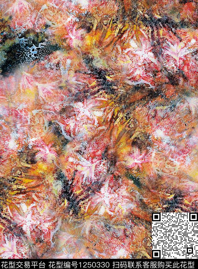 花卉肌理油画花型数码印花花型下载（图片编号: 1250330） - 瓦栏（Walan）