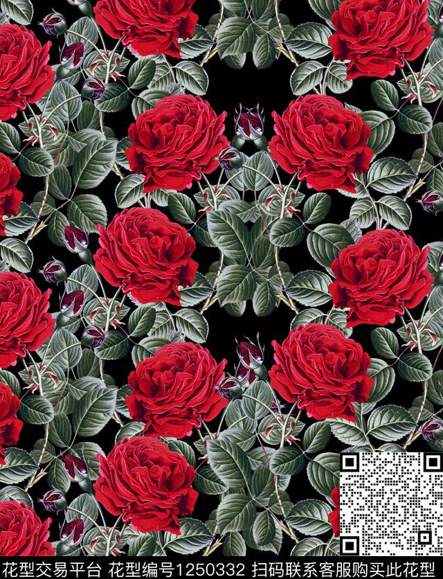 植物小碎花牡丹数码印花花型下载（图片编号: 1250332） - 瓦栏（Walan）