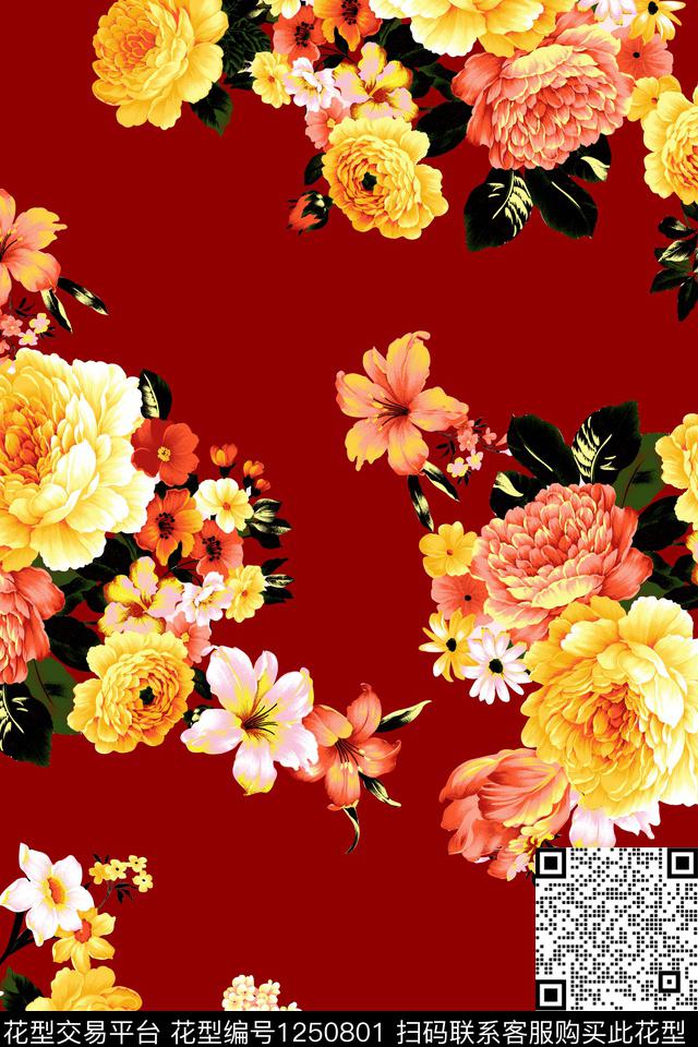 004-分层.jpg - 1250801 - 花卉 手绘 数码花型 - 数码印花花型 － 女装花型设计 － 瓦栏