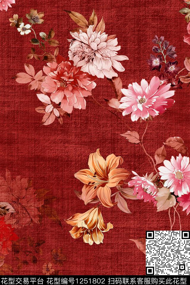 HY1-093G.jpg - 1251802 - 休闲 花卉 中老年 - 数码印花花型 － 女装花型设计 － 瓦栏
