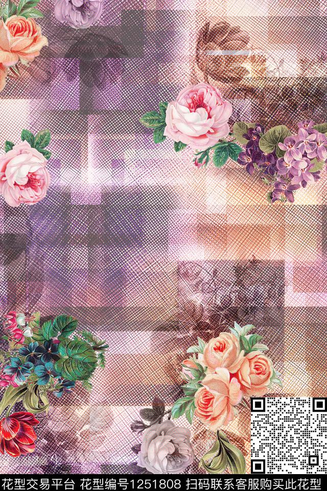 HY1-095G.jpg - 1251808 - 休闲 花卉 中老年 - 数码印花花型 － 女装花型设计 － 瓦栏