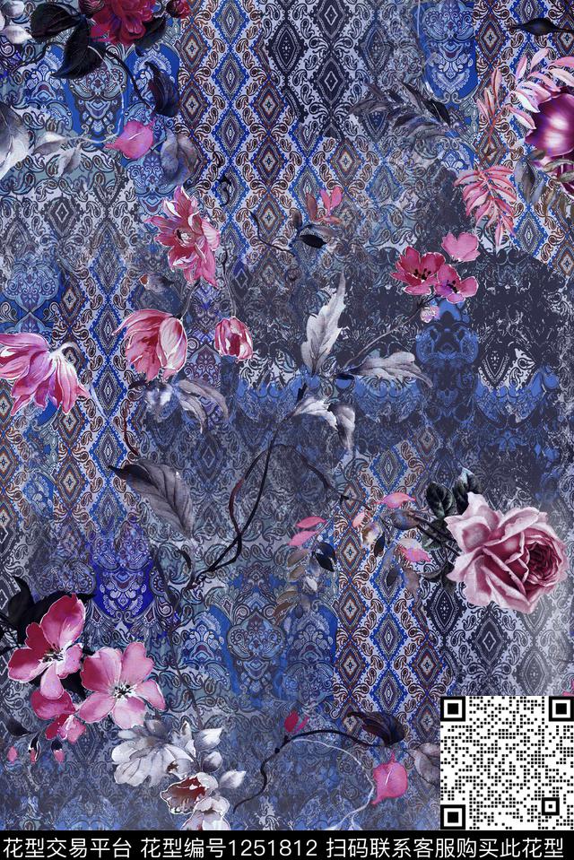 HY1-097G.jpg - 1251812 - 休闲 花卉 中老年 - 数码印花花型 － 女装花型设计 － 瓦栏