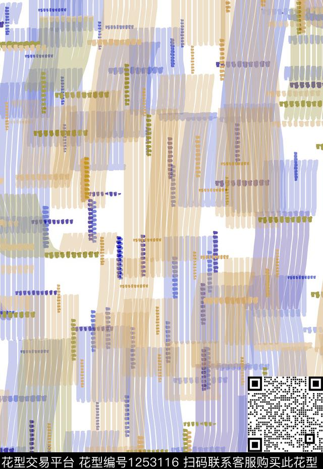 抽象色块 线条5#.jpg - 1253116 - 抽象 马赛克 线条 - 数码印花花型 － 女装花型设计 － 瓦栏