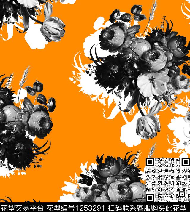 0027.jpg - 1253291 - 小碎花 玫瑰花 手绘花卉 - 数码印花花型 － 女装花型设计 － 瓦栏