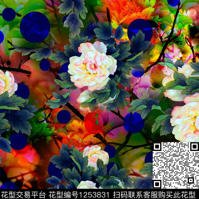 C-0010.jpg - 1253831 - 绿植树叶 花卉 牡丹 - 数码印花花型 － 女装花型设计 － 瓦栏
