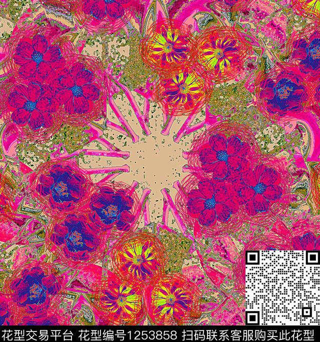 87995161.jpg - 1253858 - 花卉 抽象 创意 - 数码印花花型 － 女装花型设计 － 瓦栏