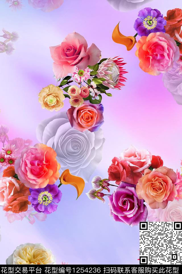 010-分层.jpg - 1254236 - 花卉 数码花型 绿植 - 数码印花花型 － 女装花型设计 － 瓦栏