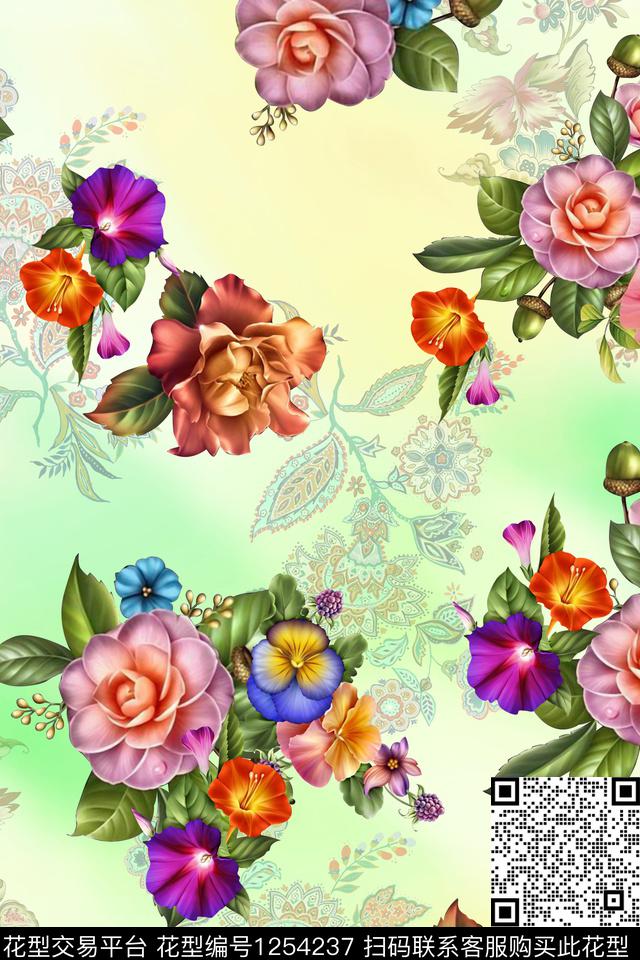 蓝底花-分层.jpg - 1254237 - 数码花型 绿植 1/2接 - 数码印花花型 － 女装花型设计 － 瓦栏