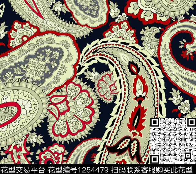 乱腰果.jpg - 1254479 - 中东 卫衣 日本 - 传统印花花型 － 女装花型设计 － 瓦栏