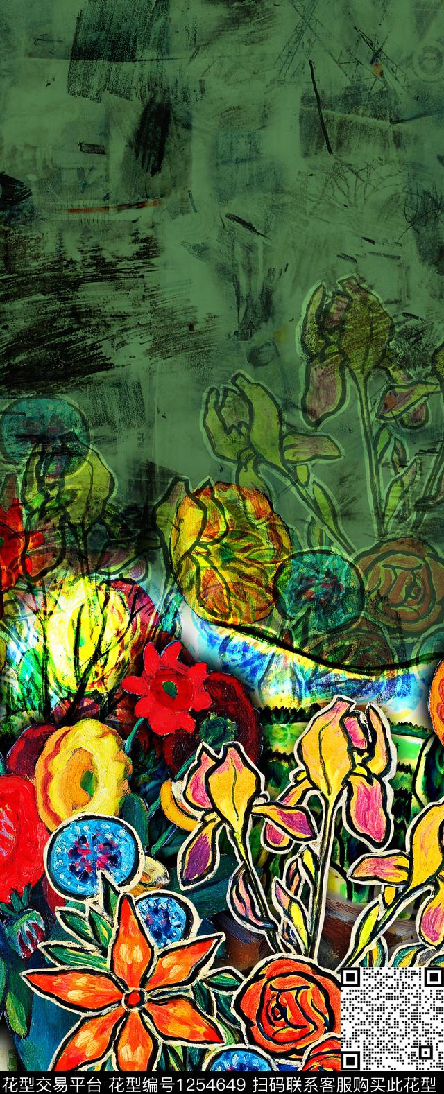 WL19012-2.jpg - 1254649 - 油画花型 印花 抽象花卉 - 数码印花花型 － 女装花型设计 － 瓦栏