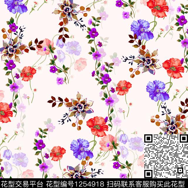 Y19f0102.jpg - 1254918 - 手绘花卉 满版散花 小方巾 - 数码印花花型 － 方巾花型设计 － 瓦栏