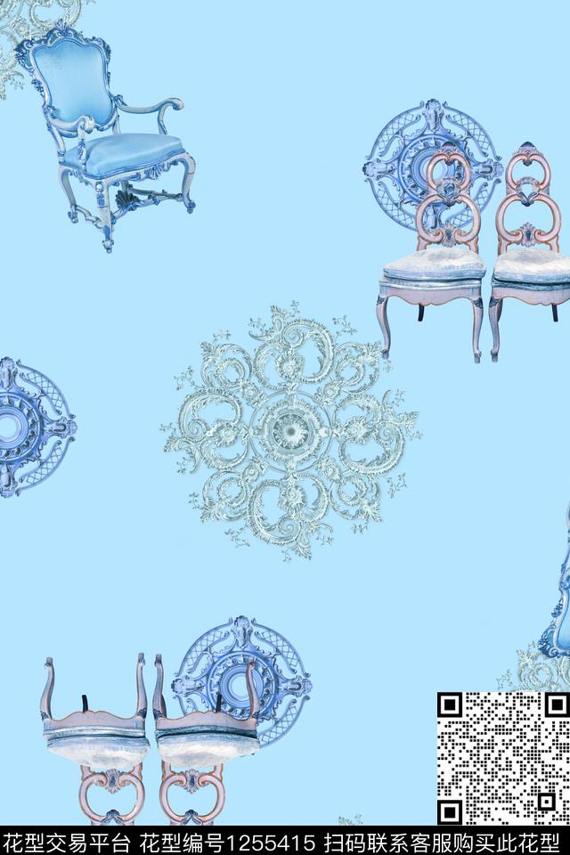 金属曼陀罗古典椅子-1.jpg - 1255415 - 几何 曼陀罗 古典花纹 - 数码印花花型 － 女装花型设计 － 瓦栏