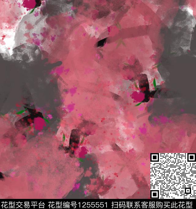 21226.jpg - 1255551 - 抽象 水墨风 创意 - 数码印花花型 － 女装花型设计 － 瓦栏