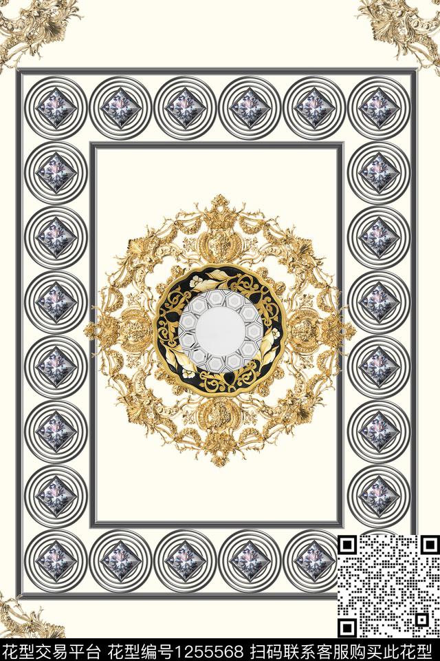 几何曼陀罗古典花纹数码印花花型下载（图片编号: 1255568） - 瓦栏（Walan）