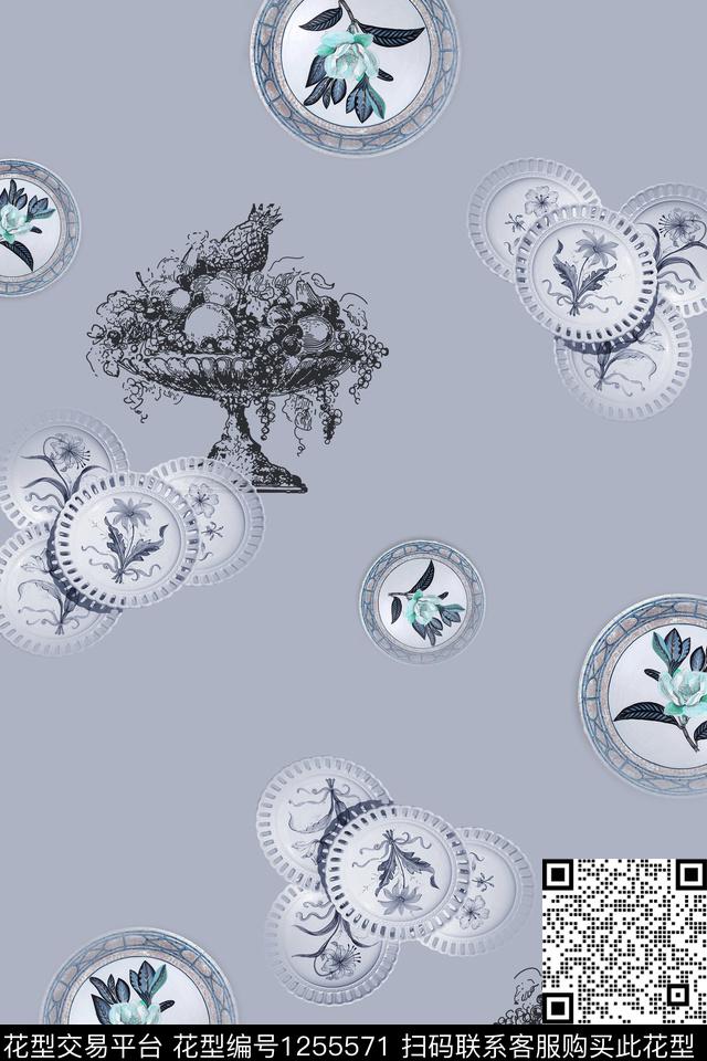 古典花纹花卉趣味数码印花花型下载（图片编号: 1255571） - 瓦栏（Walan）