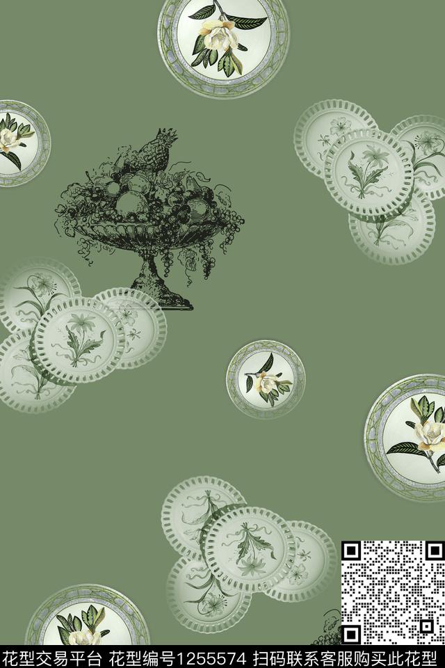 古典花纹花卉趣味数码印花花型下载（图片编号: 1255574） - 瓦栏（Walan）