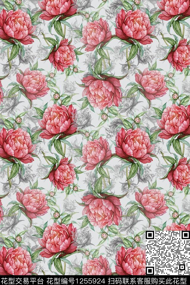 植物家装印花花卉组合数码印花花型下载（图片编号: 1255924） - 瓦栏（Walan）