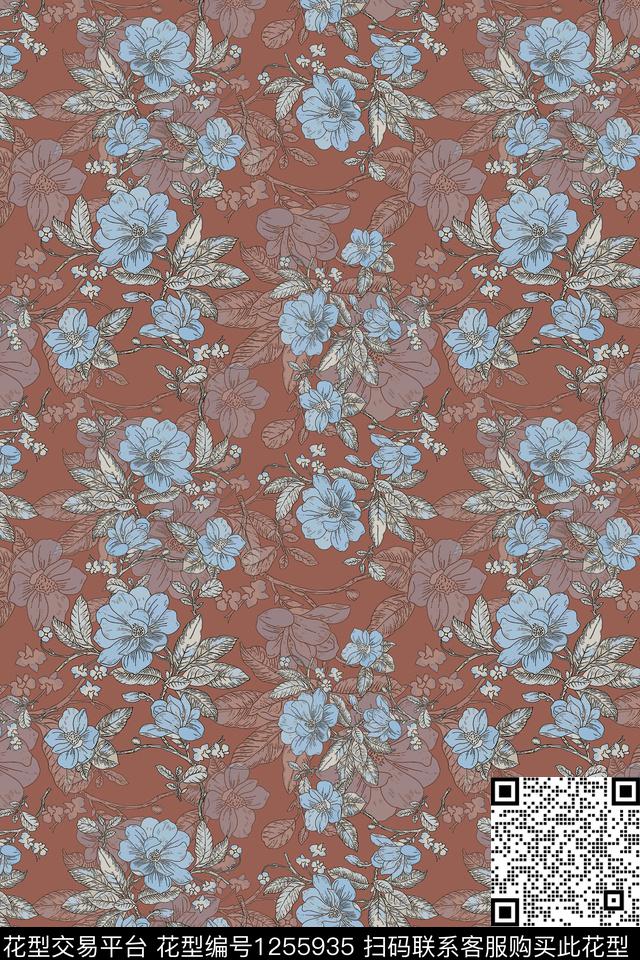 190923-家装风格-7-00.jpg - 1255935 - 植物 花卉组合 渐变色彩 - 数码印花花型 － 女装花型设计 － 瓦栏