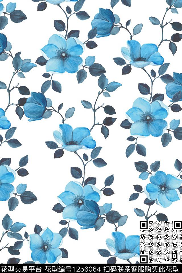 YL8075.jpg - 1256064 - 抽象 抽象花卉 数码花型 - 数码印花花型 － 女装花型设计 － 瓦栏