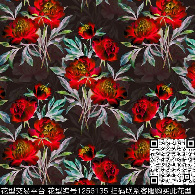AA032-3.jpg - 1256135 - 绿植树叶 数码花型 花卉 - 数码印花花型 － 女装花型设计 － 瓦栏