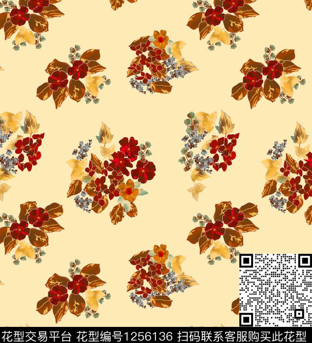 AA033-1.jpg - 1256136 - 绿植树叶 数码花型 花卉 - 数码印花花型 － 女装花型设计 － 瓦栏