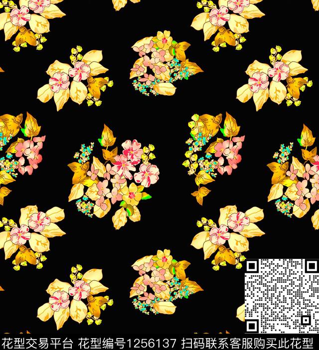 AA033-2.jpg - 1256137 - 绿植树叶 数码花型 花卉 - 数码印花花型 － 女装花型设计 － 瓦栏
