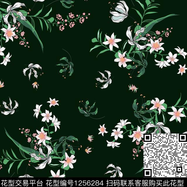 916-1.jpg - 1256284 - 数码花型 花卉 大牌风 - 数码印花花型 － 女装花型设计 － 瓦栏