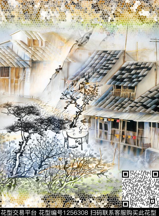 190036.jpg - 1256308 - 中国 数码花型 大牌风 - 数码印花花型 － 女装花型设计 － 瓦栏
