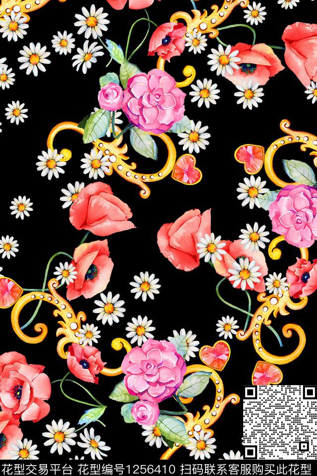 7.jpg - 1256410 - 抽象花卉 抽象 小碎花 - 数码印花花型 － 女装花型设计 － 瓦栏