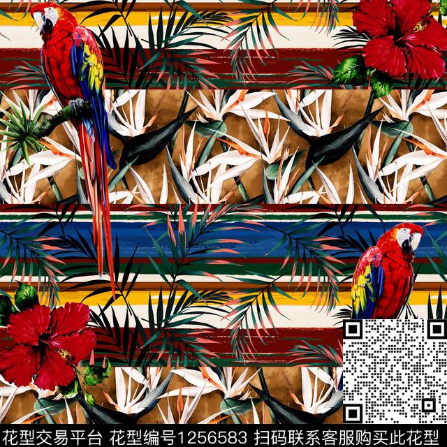 R-yingwu11.jpg - 1256583 - 木槿花 几何 热带花型 - 数码印花花型 － 男装花型设计 － 瓦栏