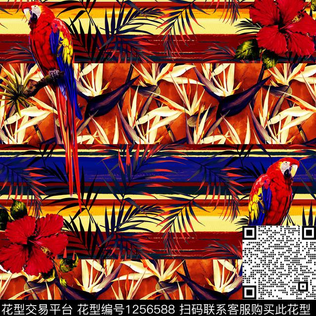 R-yingwu12.jpg - 1256588 - 木槿花 几何 热带花型 - 数码印花花型 － 男装花型设计 － 瓦栏