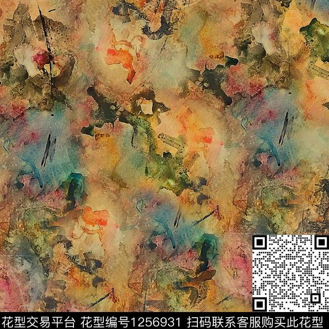 WL0021.jpg - 1256931 - 油画花型 复古 抽象 - 数码印花花型 － 女装花型设计 － 瓦栏