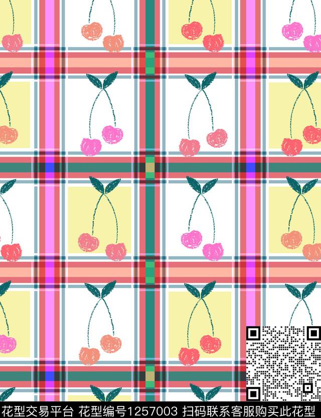 #im64628﹣36.jpg - 1257003 - 水果 格子 水果格子组合元素 - 传统印花花型 － 女装花型设计 － 瓦栏