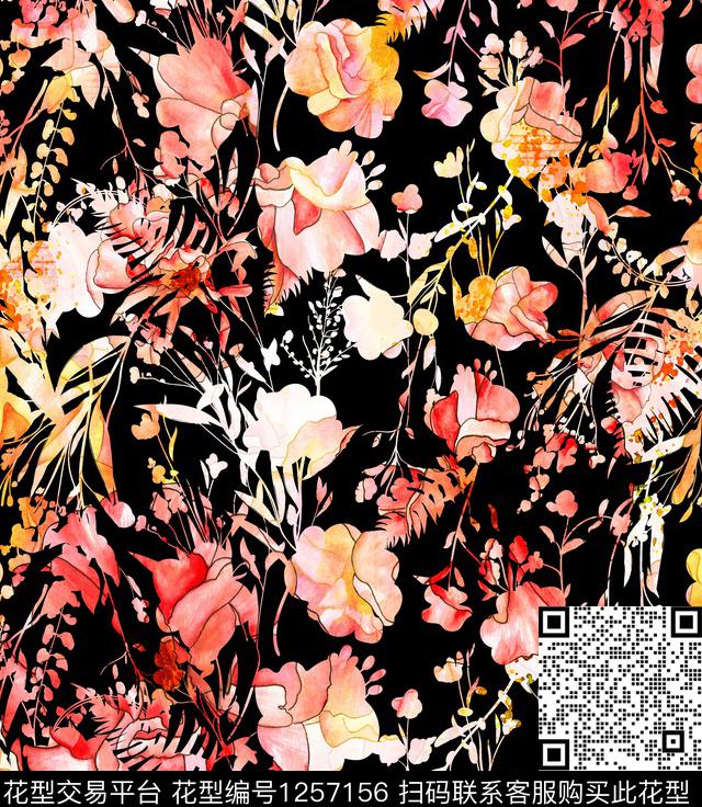 QWE09181.jpg - 1257156 - 花卉 数码花型 女装 - 数码印花花型 － 女装花型设计 － 瓦栏